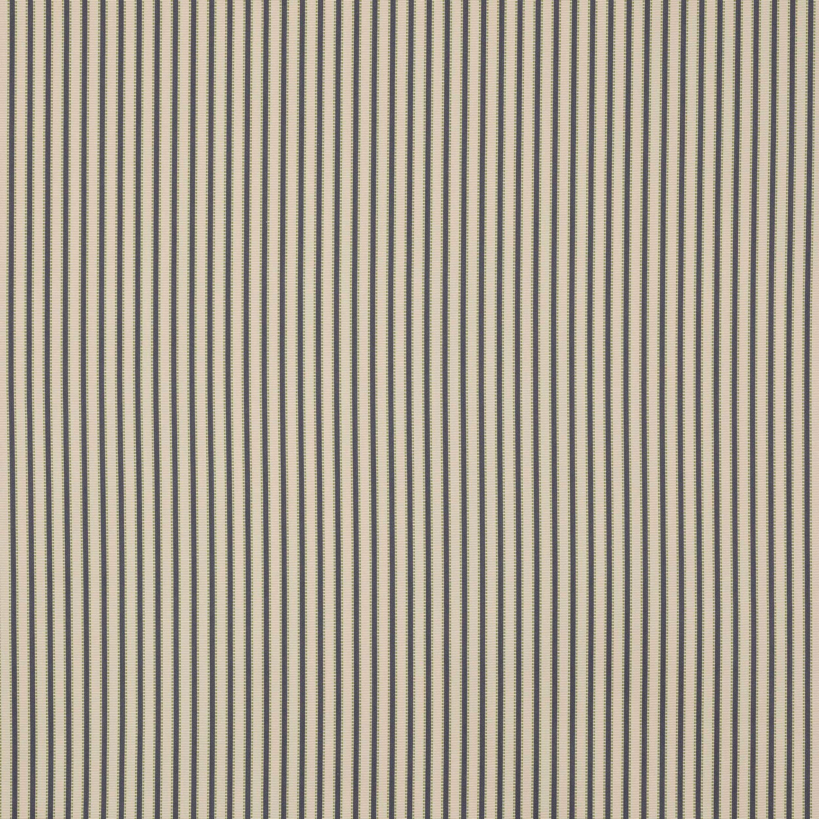 Vertical marine-blue pinstripes on a creamy ivory woven fabric