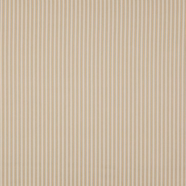 Warm beige fabric swatch with fine vertical dotted pinstripes