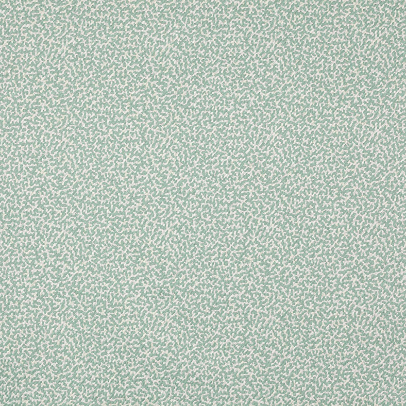 Pale aqua abstract fabric swatch with small creamy pebble-like motif