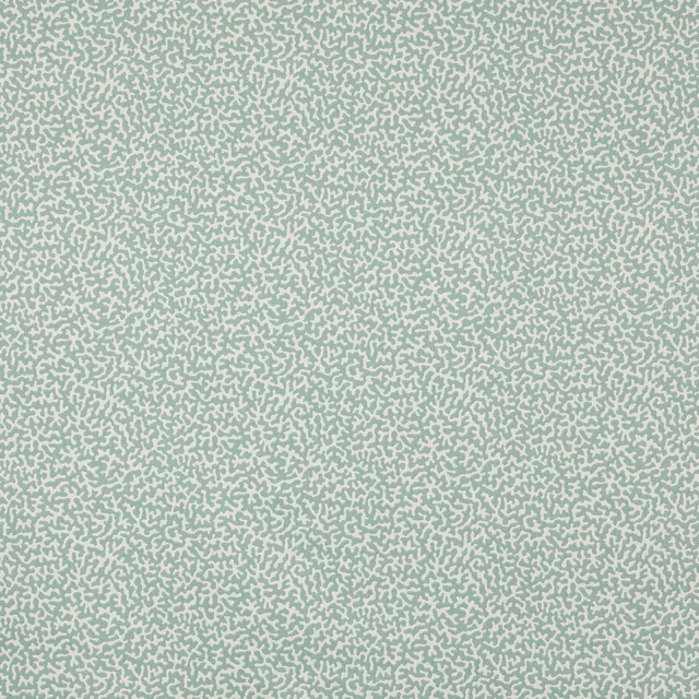 Pale aqua abstract fabric swatch with small creamy pebble-like motif