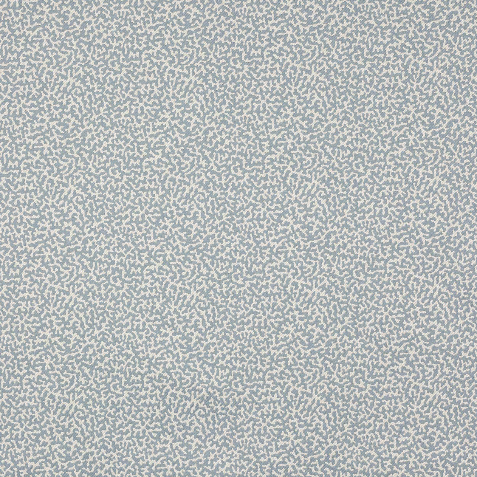 Pale blue patterned fabric swatch with tiny cream abstract marks