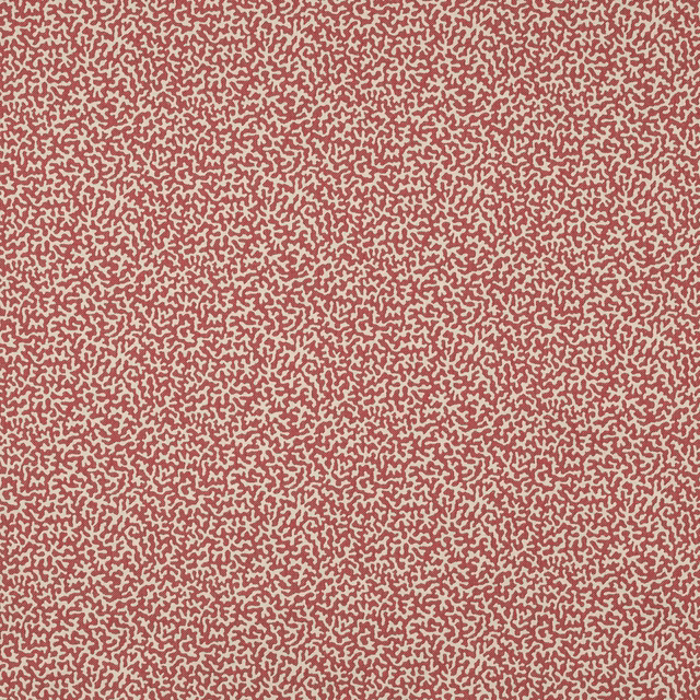 Small-scale abstract raspberry pink and cream patterned fabric swatch