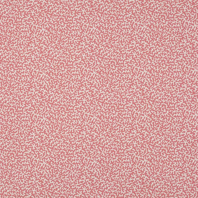 Small coral-pink damask pattern on a pale ground, tightly repeated
