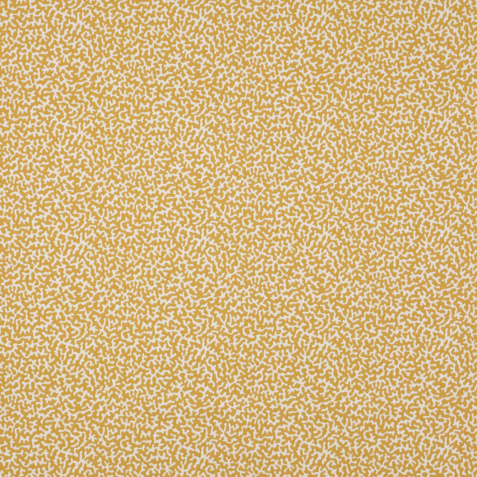 Mustard yellow abstract patterned fabric swatch with tiny ivory motif