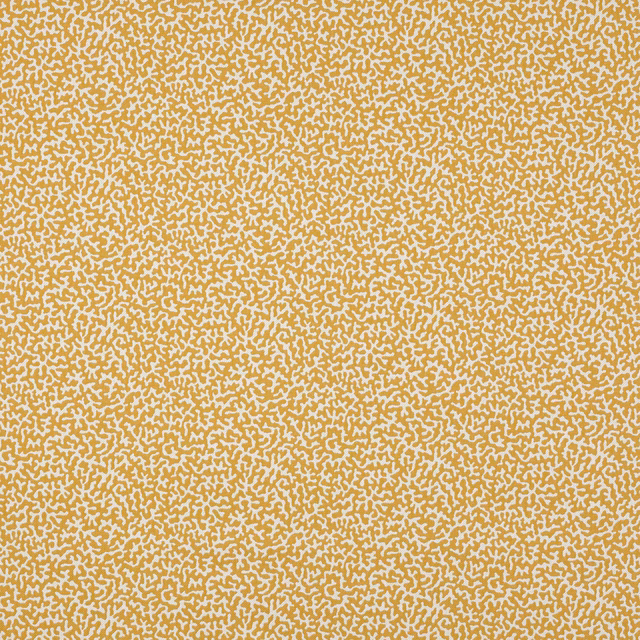 Mustard yellow abstract patterned fabric swatch with tiny ivory motif