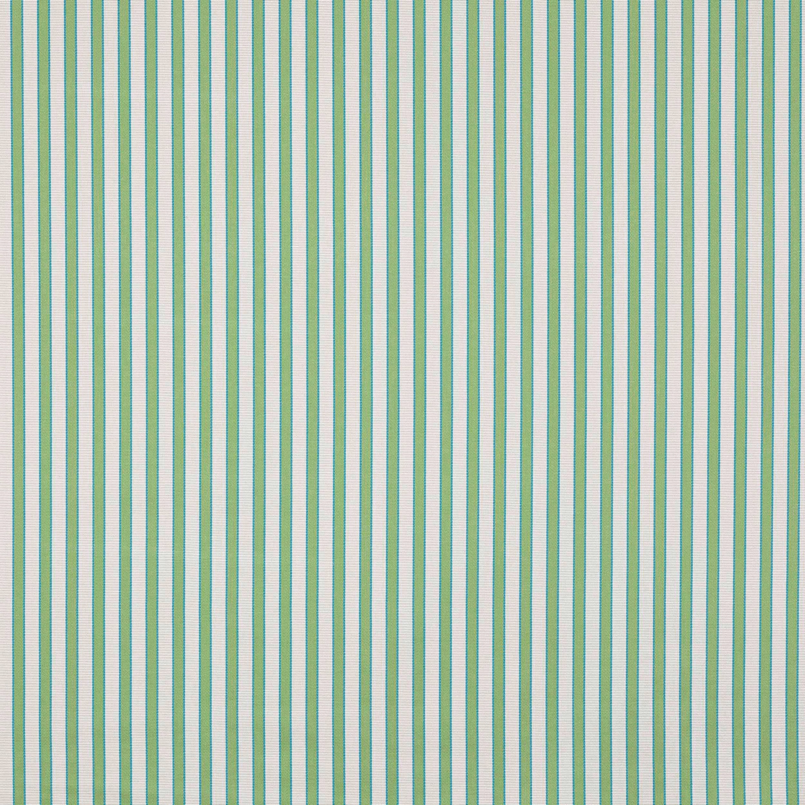 Fine vertical green and ivory striped fabric swatch with a crisp woven texture