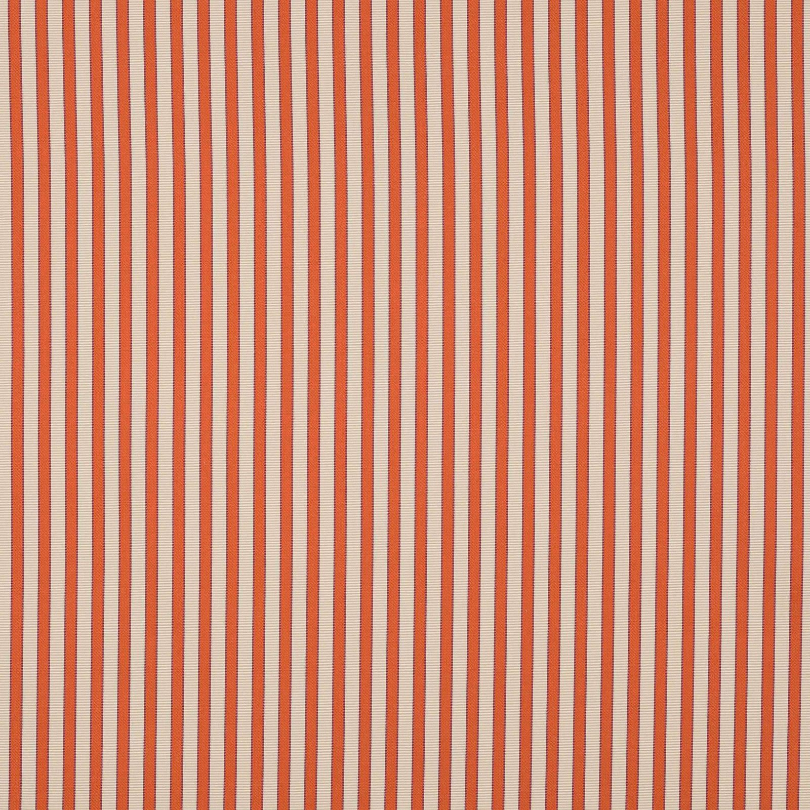 Vertical terracotta and cream striped fabric swatch with fine woven texture