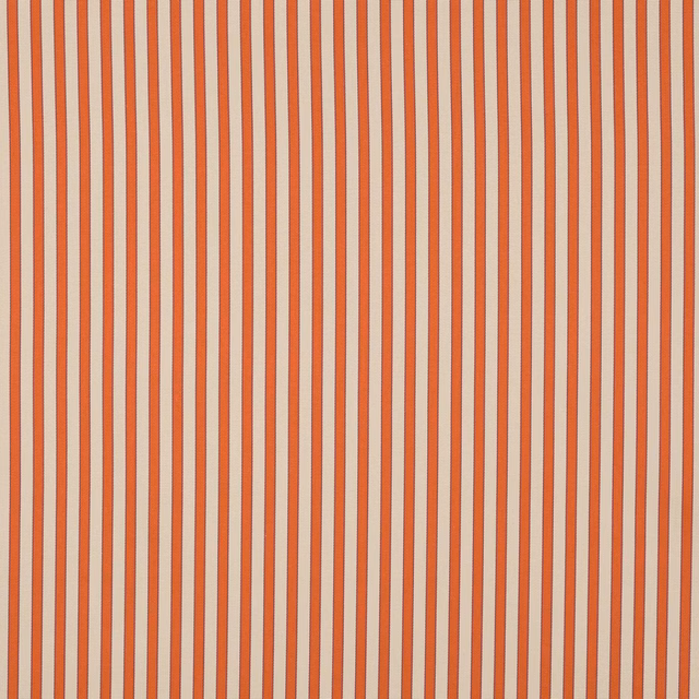 Vertical terracotta and cream striped fabric swatch with fine woven texture