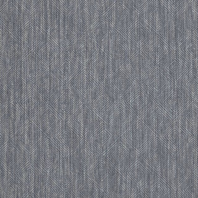Grey-blue geometric woven fabric with small star and diamond repeat