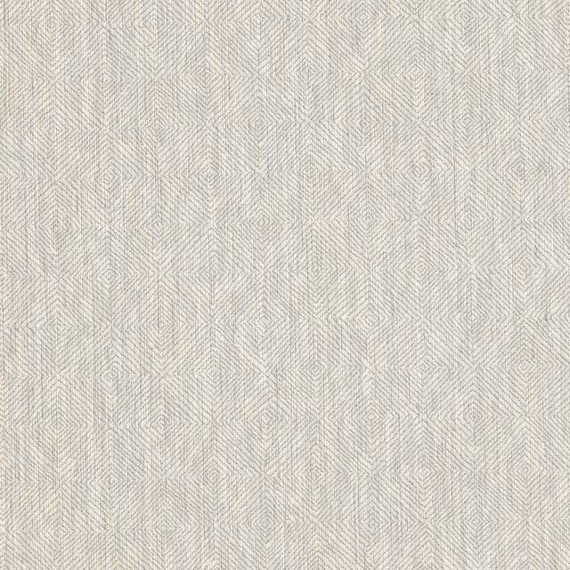 Pale silver-grey geometric fabric swatch with fine woven chevron and diamond pattern