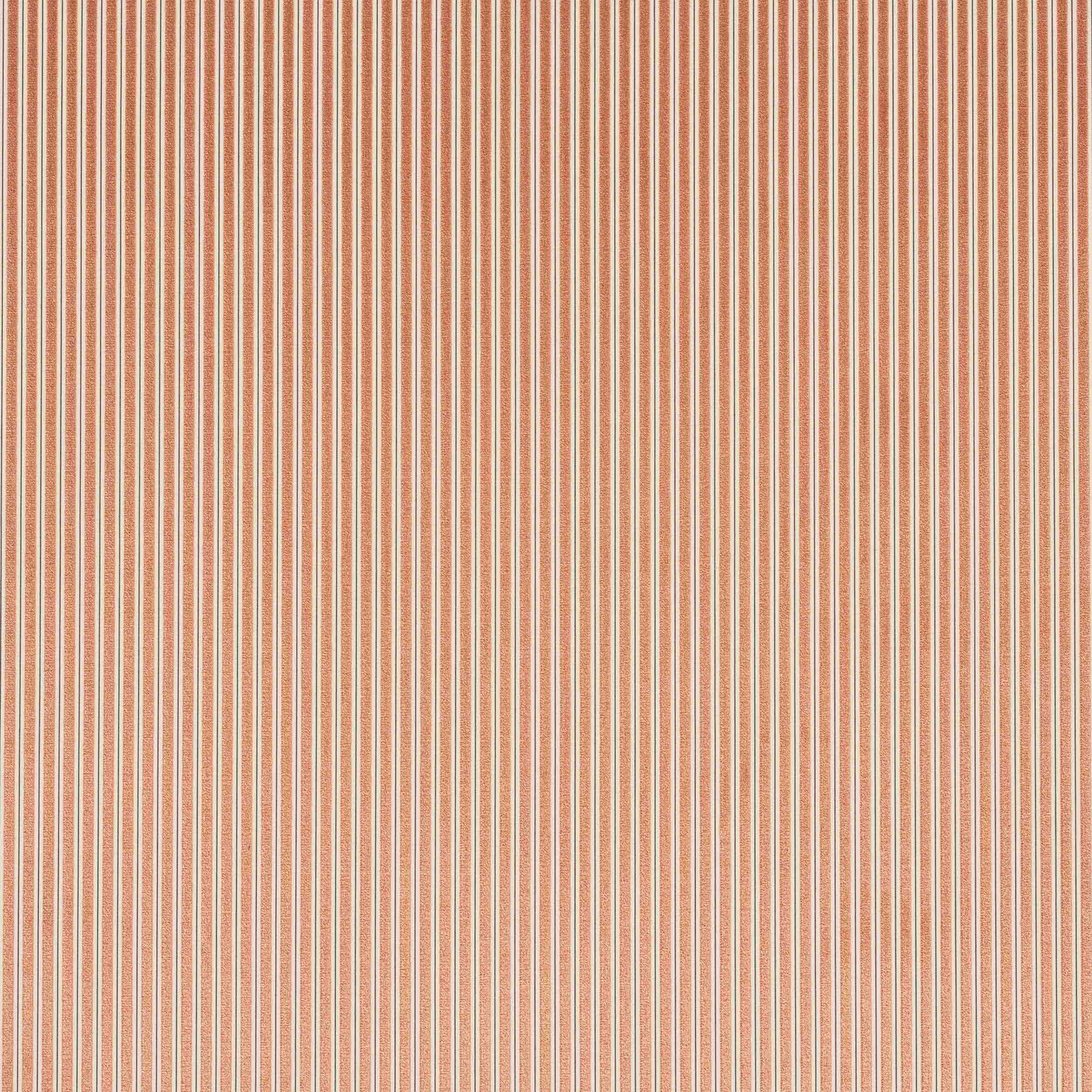 Fine coral and cream striped fabric with a crisp woven texture