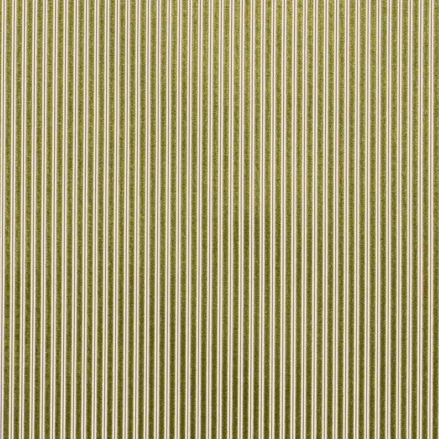 Vertical olive and moss pinstripes on a pale cream woven fabric