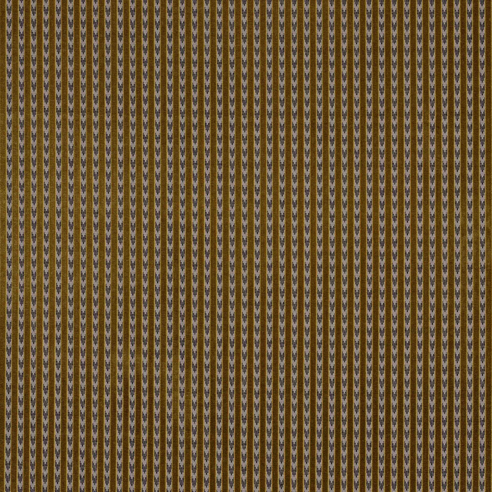 Vertical bronze-brown striped fabric with fine dark woven motifs on a textured ground