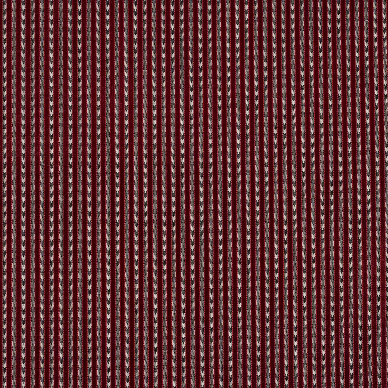 Fine vertical garnet and rose-beige striped fabric with narrow dark detailing