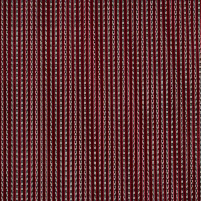 Fine vertical garnet and rose-beige striped fabric with narrow dark detailing