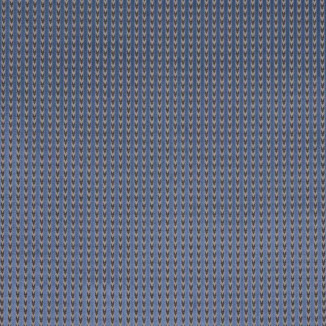 Blue vertical stripe fabric with fine dark dashed lines and a smooth woven texture