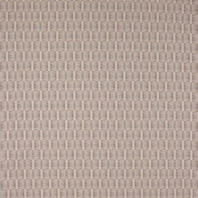 Close-up of warm greige woven fabric with fine horizontal striations and textured weave