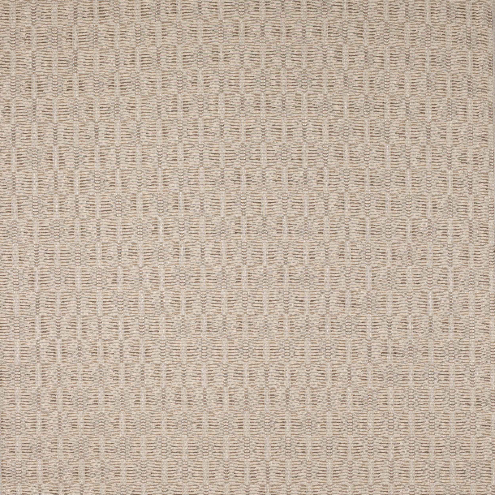 Close-up of warm oat-beige woven fabric with a subtle small check texture