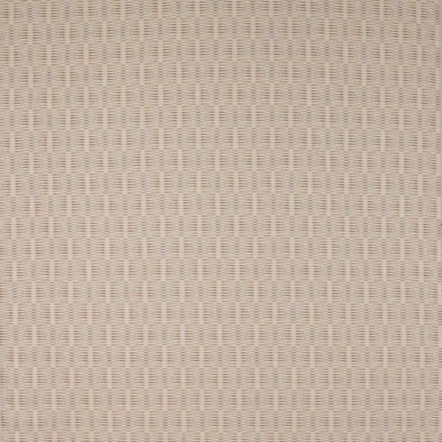 Close-up of warm oat-beige woven fabric with a subtle small check texture