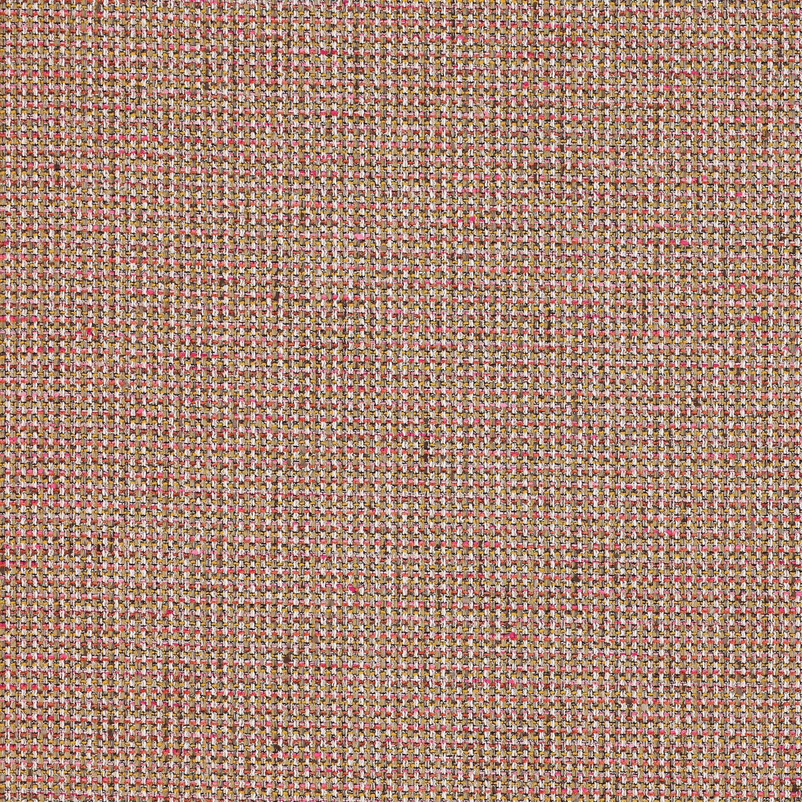 Close-up of a small-scale woven fabric in natural coral, pink and beige tones