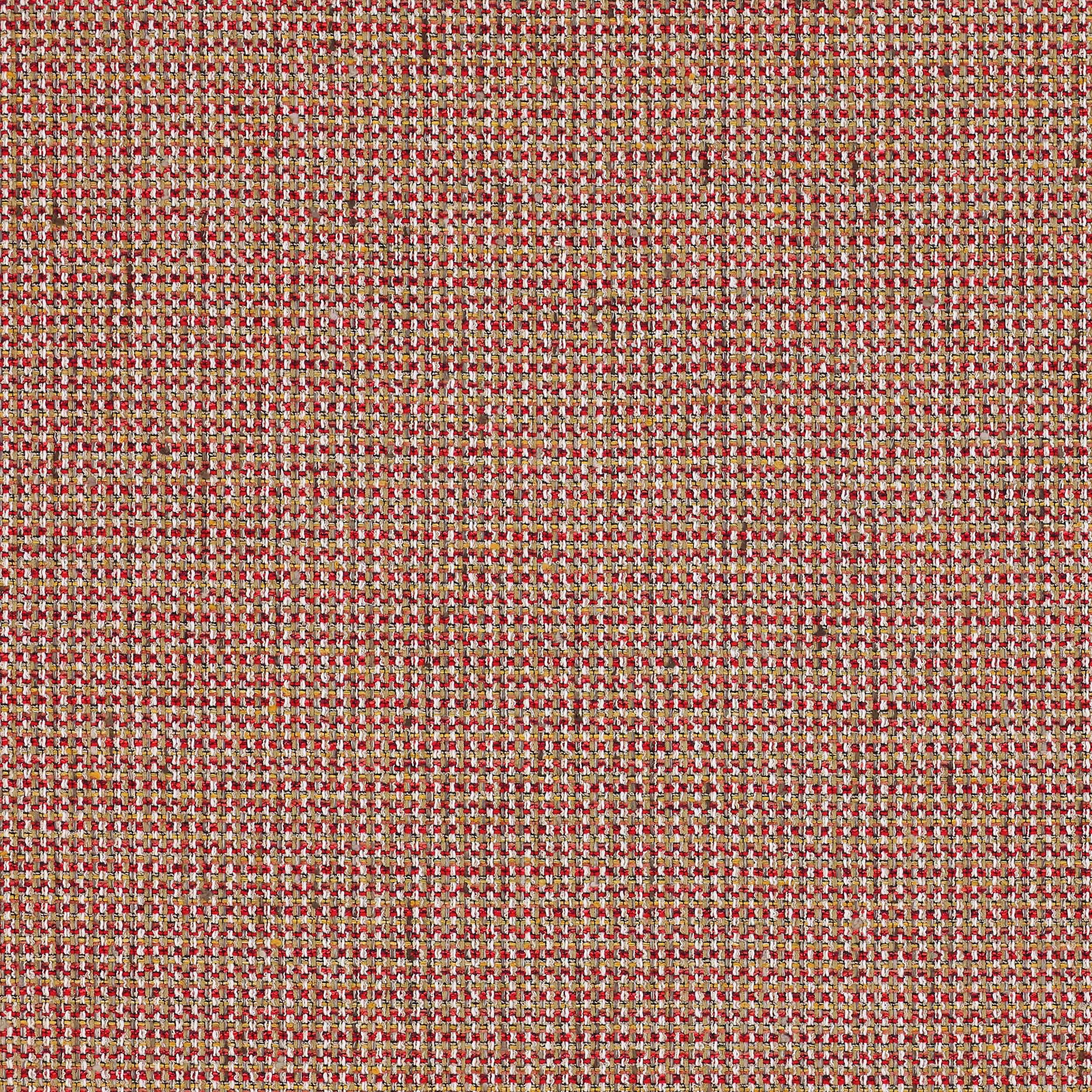 Small textured red and beige woven fabric swatch with mottled berry tones