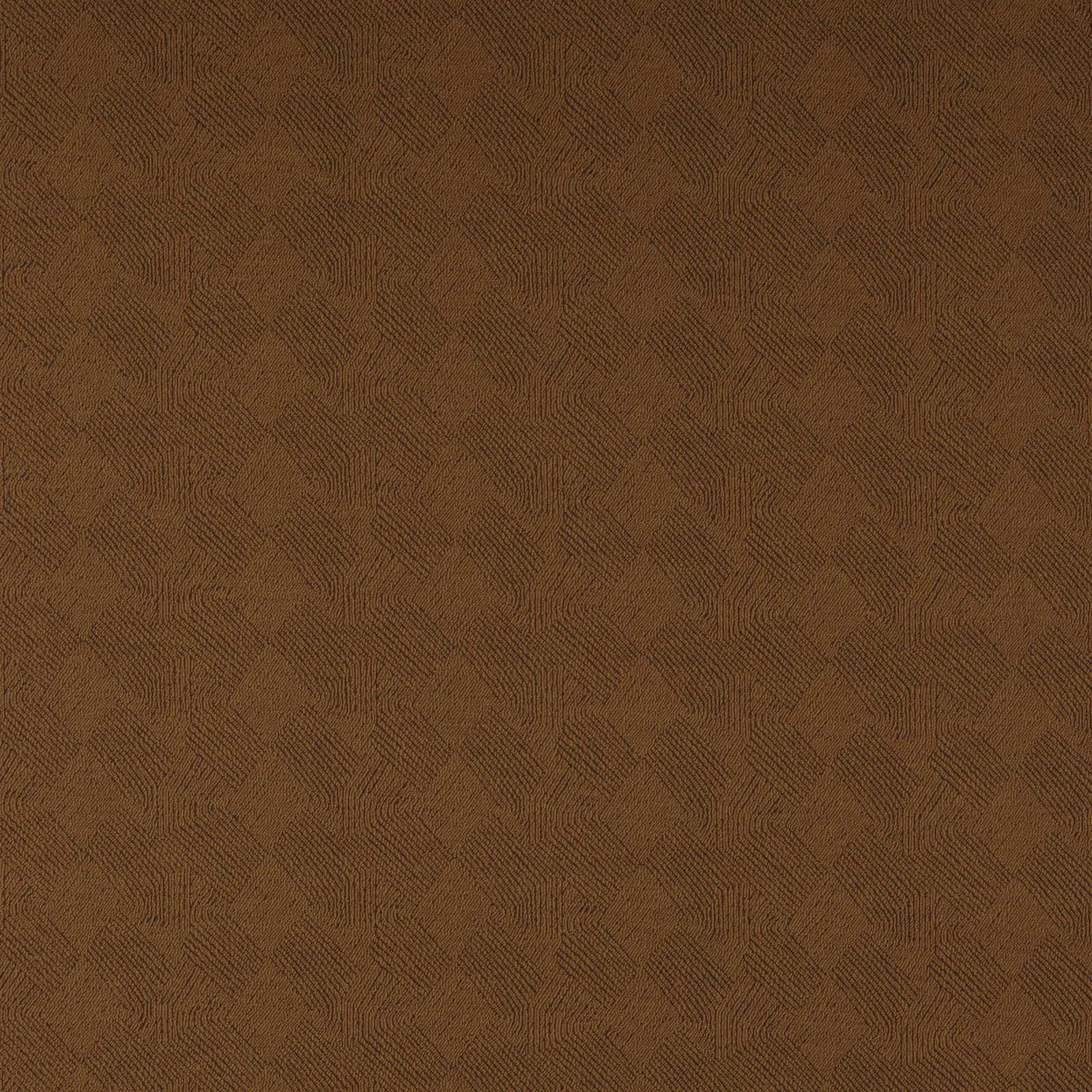 Warm tobacco-brown geometric fabric with subtle woven texture