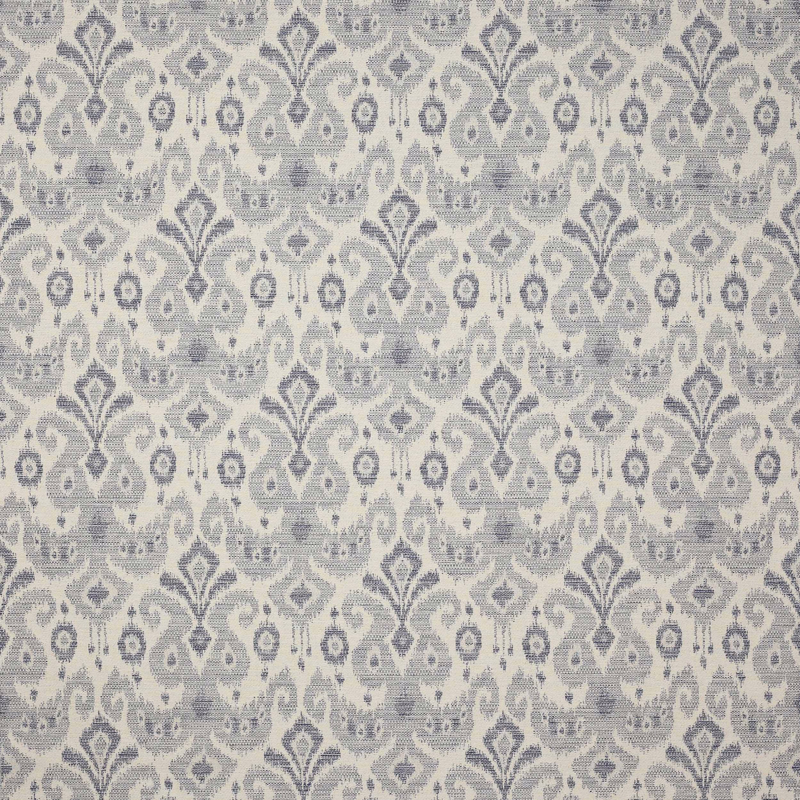 Blue-grey damask fabric with a pale ground and woven slub texture