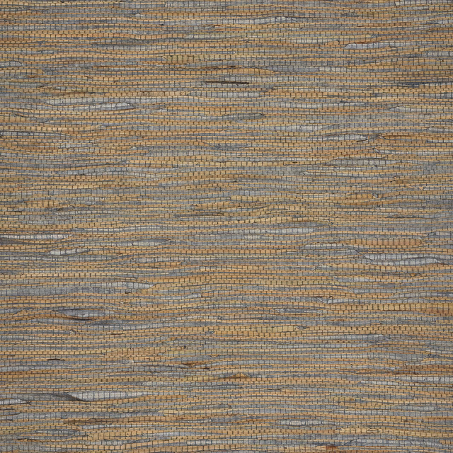 Slate grey woven wallcovering with sandy horizontal fibres and organic striations