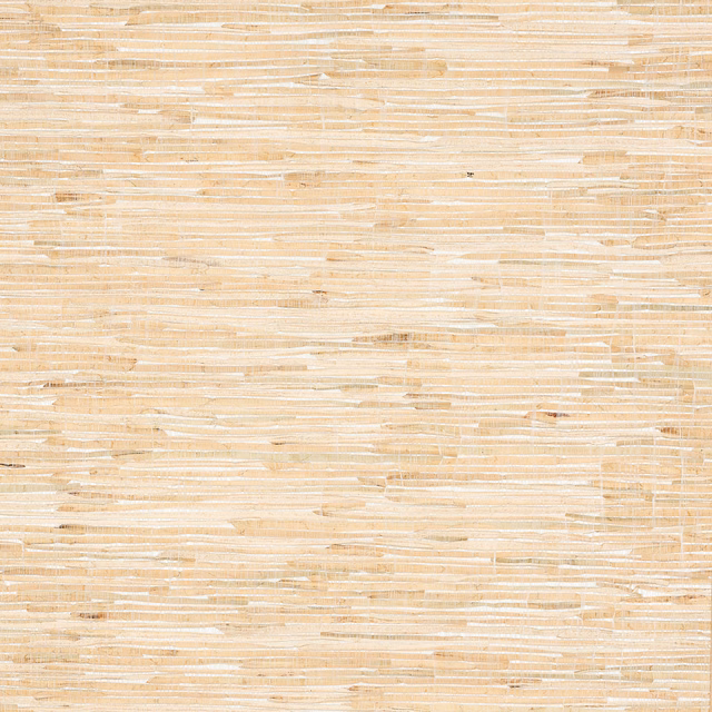 Pale straw water-hyacinth wallcovering with irregular horizontal woven fibres and darker flecks