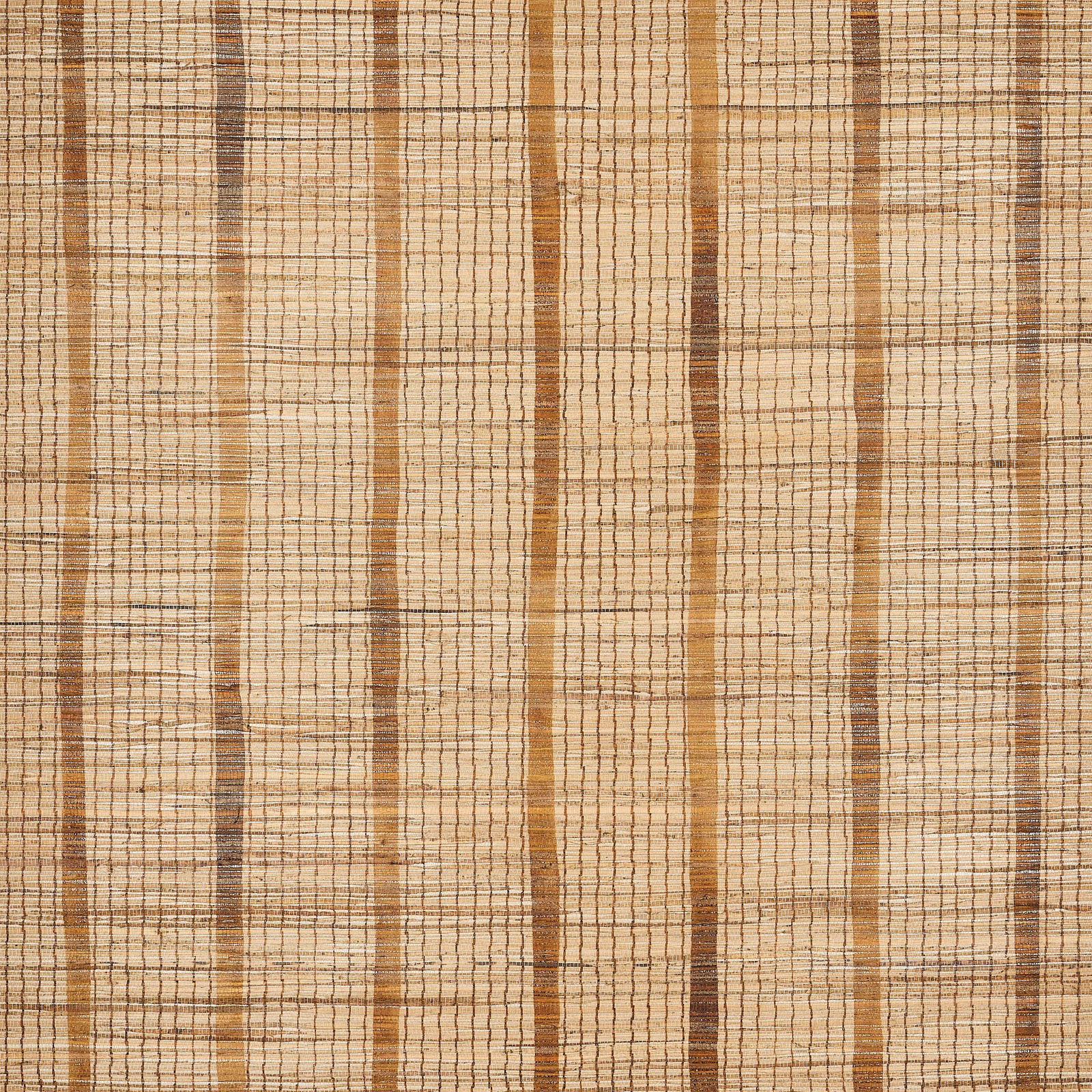 Warm teak-brown vertical stripes over a fine tan woven-look grid