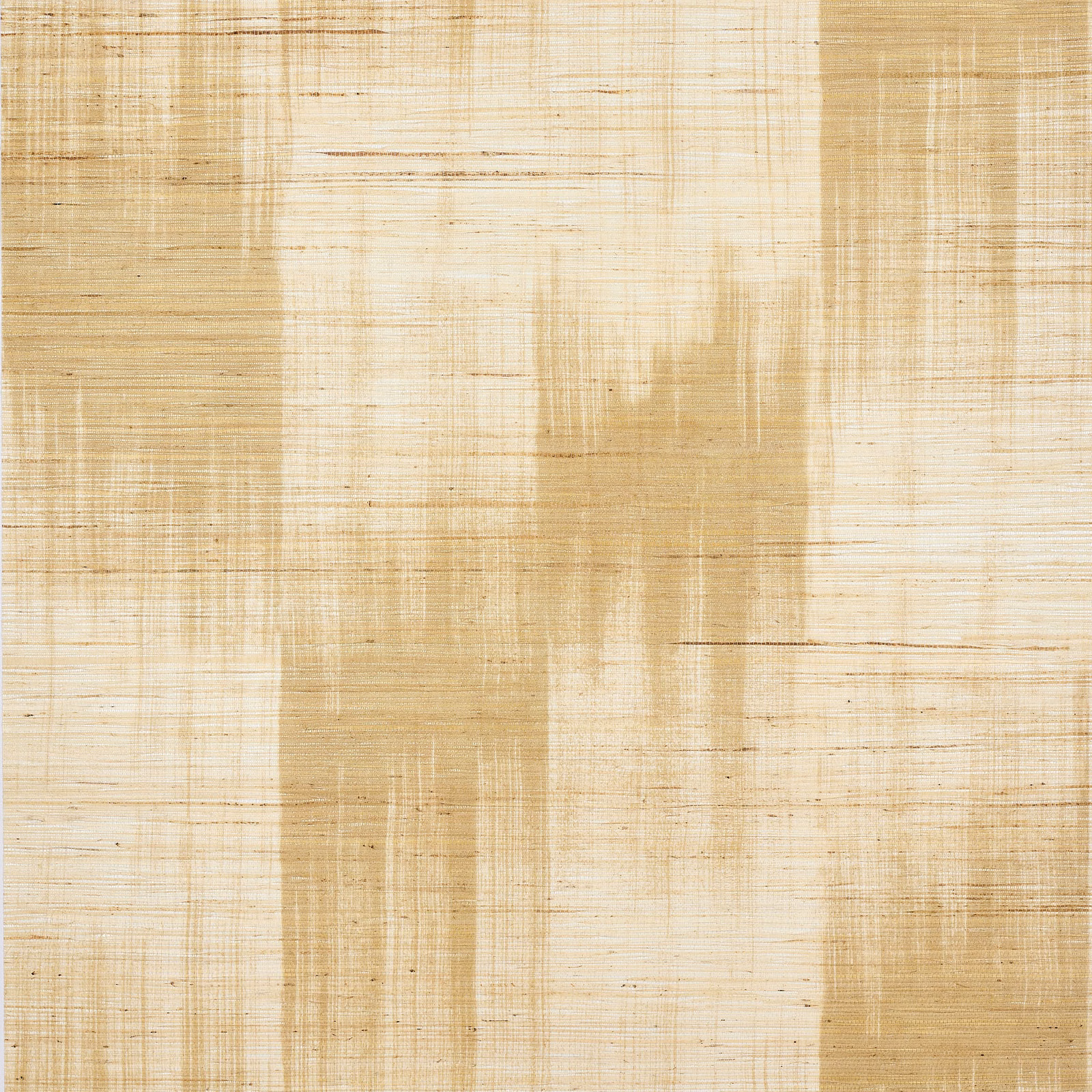 Warm linen-beige wallcovering with ochre blocks and fine distressed crosshatching