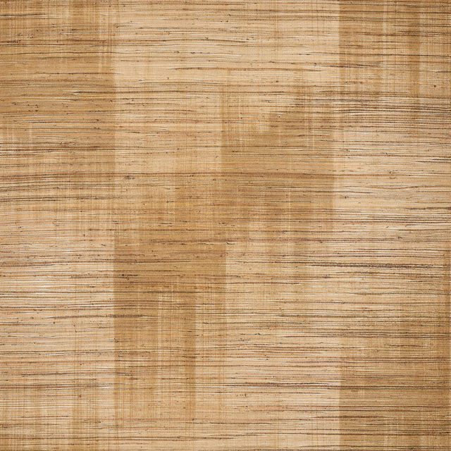 Warm tobacco hemp-cotton wallcovering with layered horizontal striations and subtle vertical bands
