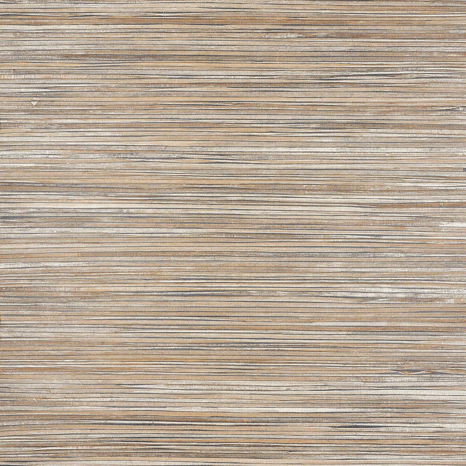 Warm teak beige wallpaper with fine horizontal abaca strands and layered brown striations