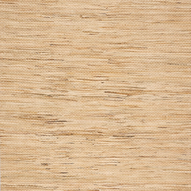 Warm beige water hyacinth wallpaper with fine horizontal fibres and darker natural streaks
