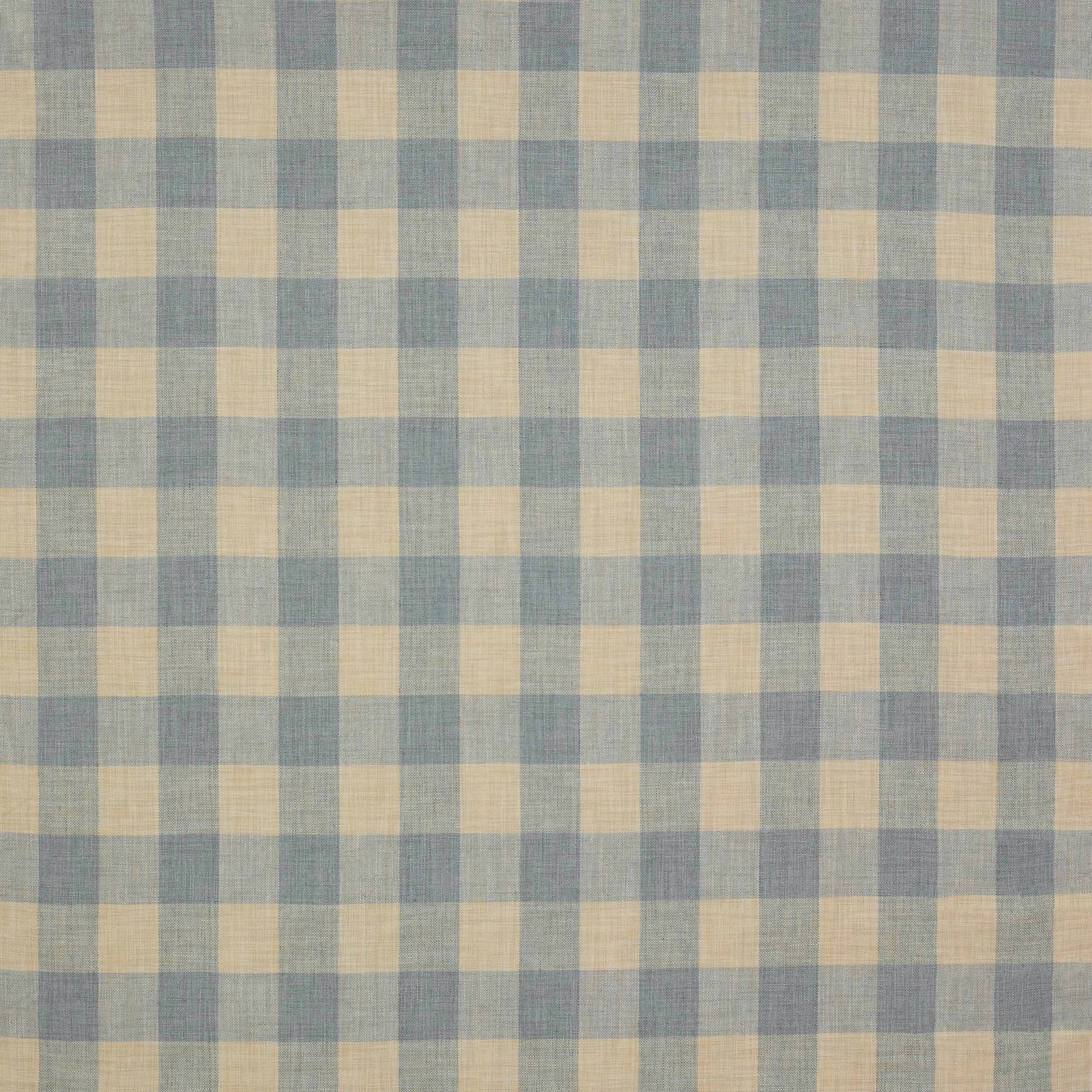 Soft blue and cream checked fabric with a fine linen weave