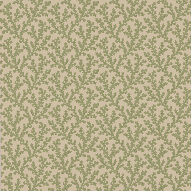 Muted sage coral sprigs across a warm beige paper ground