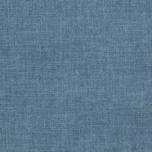Close-up of softly textured muted blue woven fabric with fine flecked surface