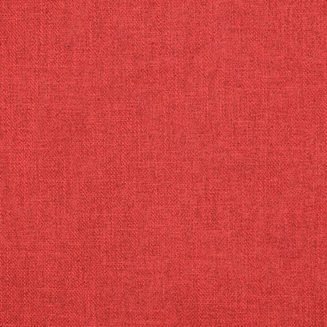 Close-up of a warm raspberry red plain woven fabric with subtle mottled texture