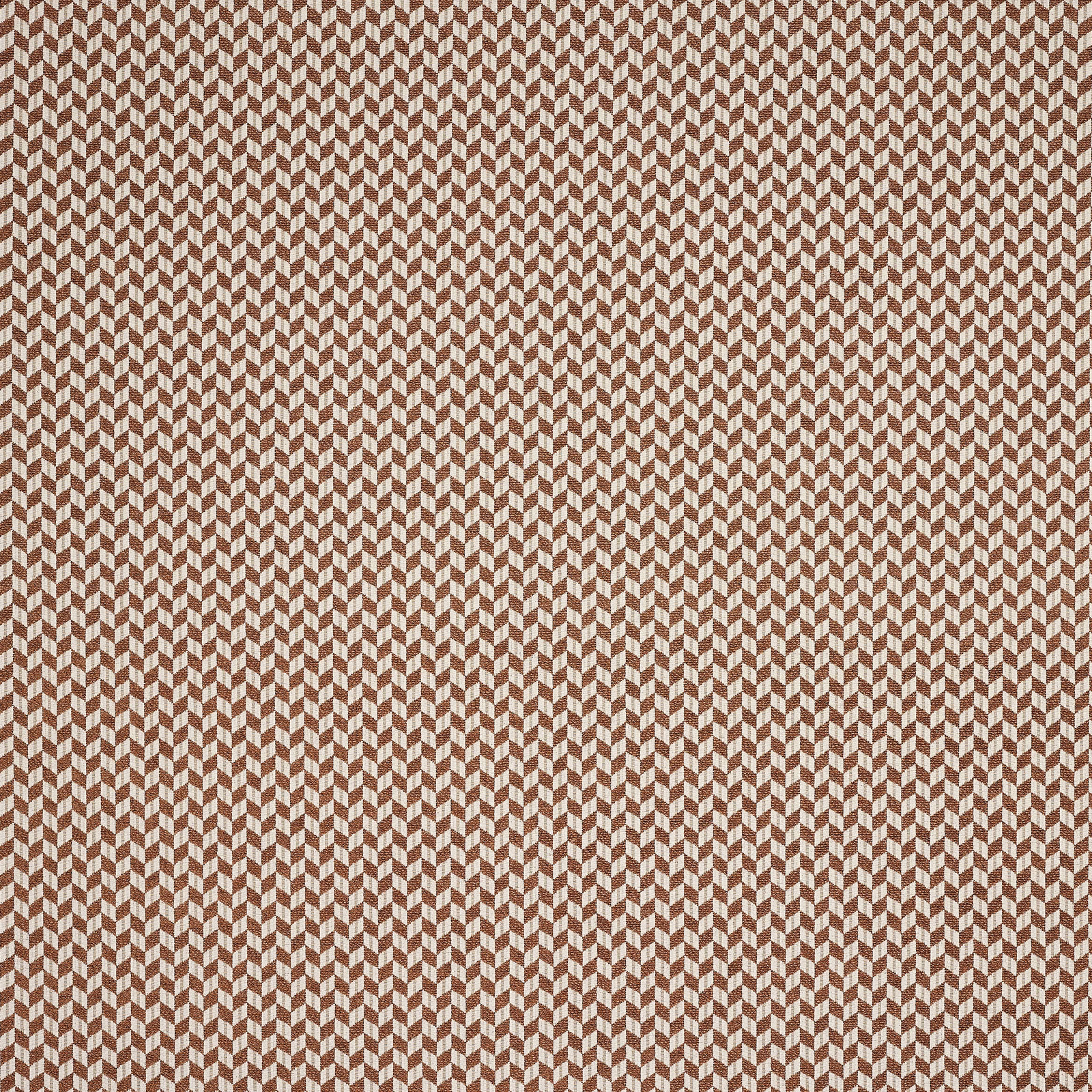 Close-up of Asti Copper geometric woven fabric in warm rust and beige