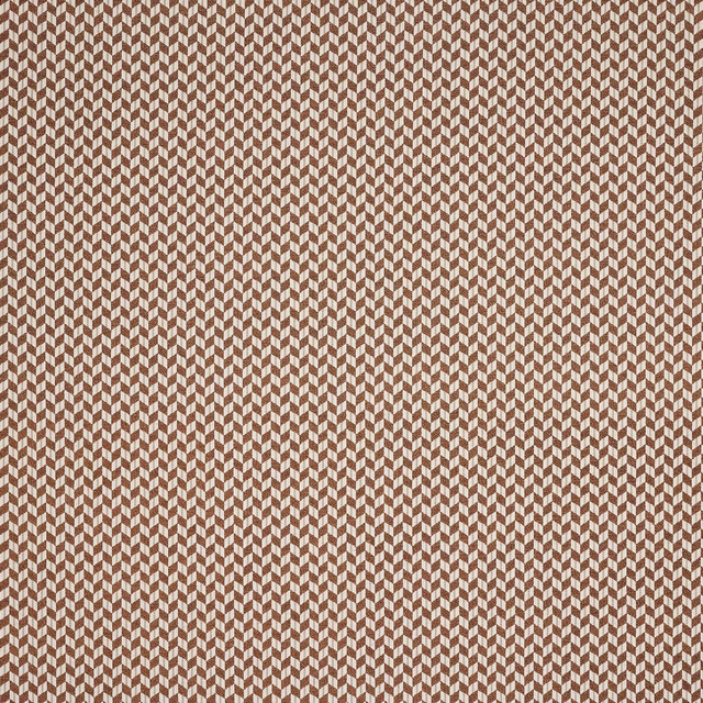 Close-up of Asti Copper geometric woven fabric in warm rust and beige