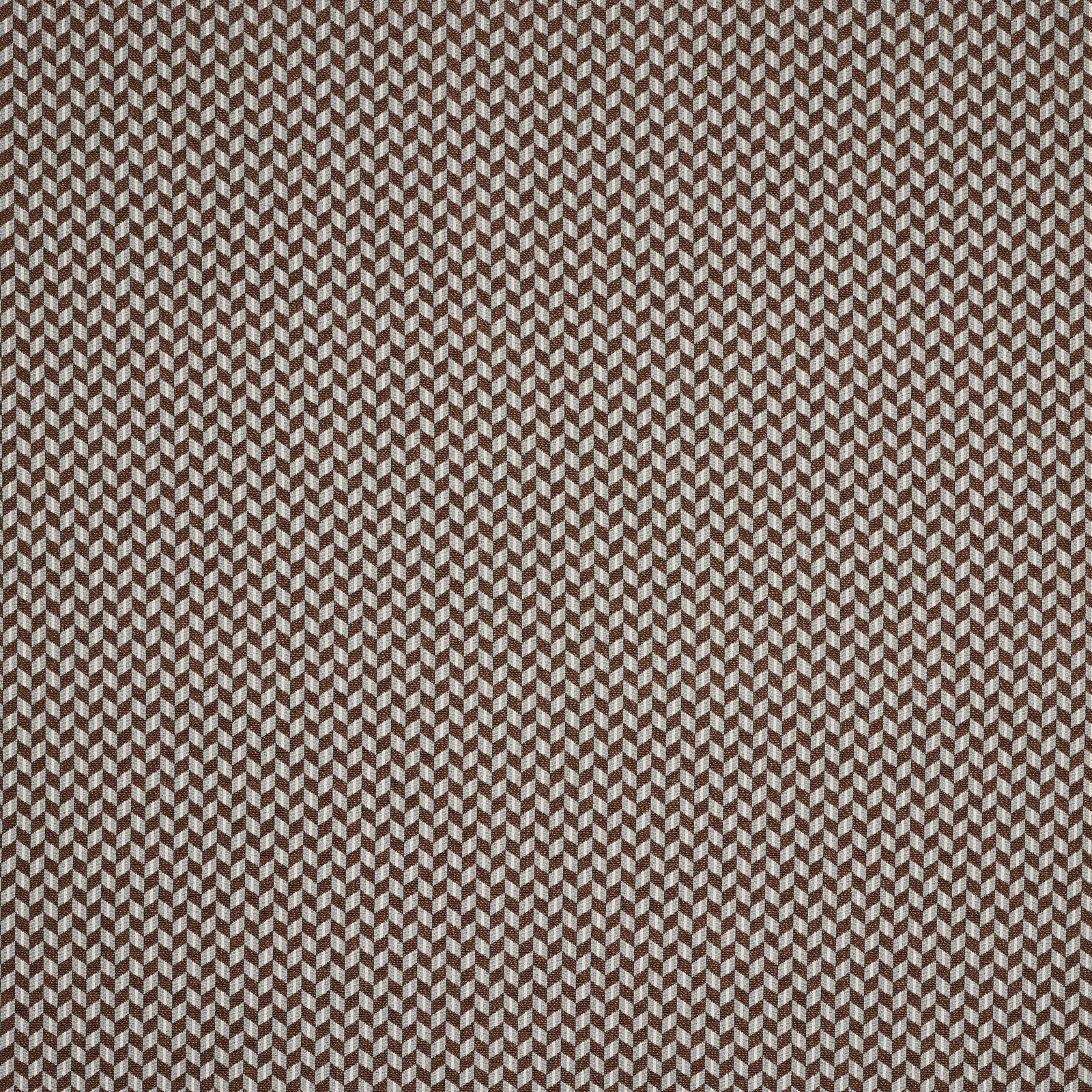 Close-up of a warm brown geometric woven fabric with fine zigzag texture