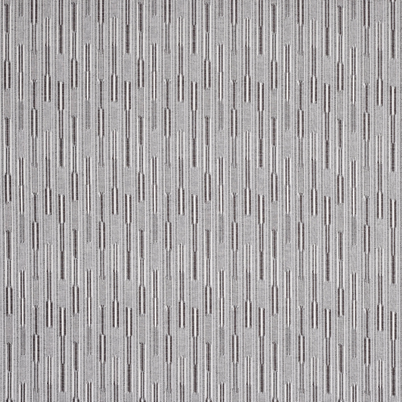 Pale grey woven fabric with narrow vertical bark-toned geometric motifs