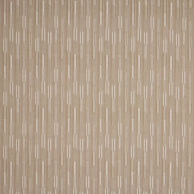Warm beige geometric woven fabric with slim vertical stripe motif