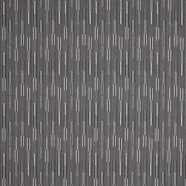 Close-up of Massi Charcoal geometric fabric with slim vertical grey bars