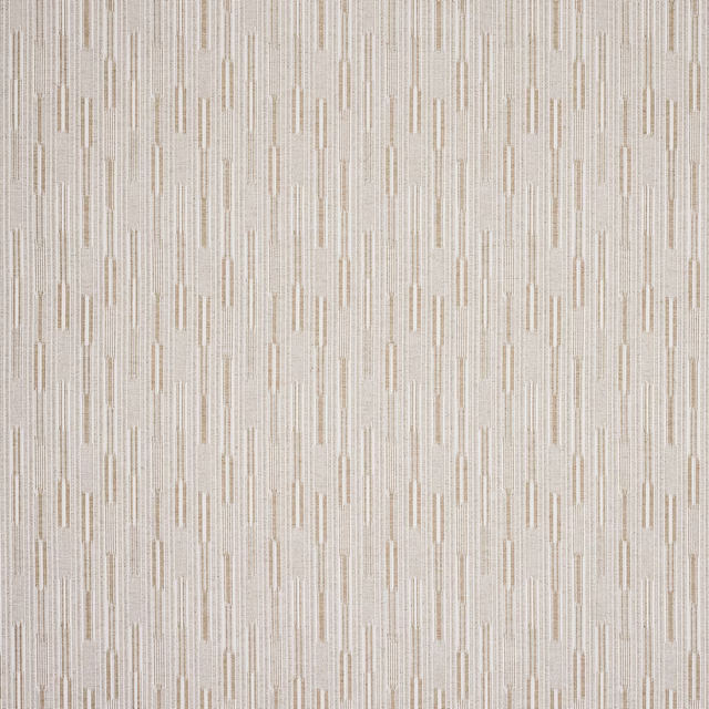 Soft beige woven fabric with fine vertical streaks and subtle textured pattern