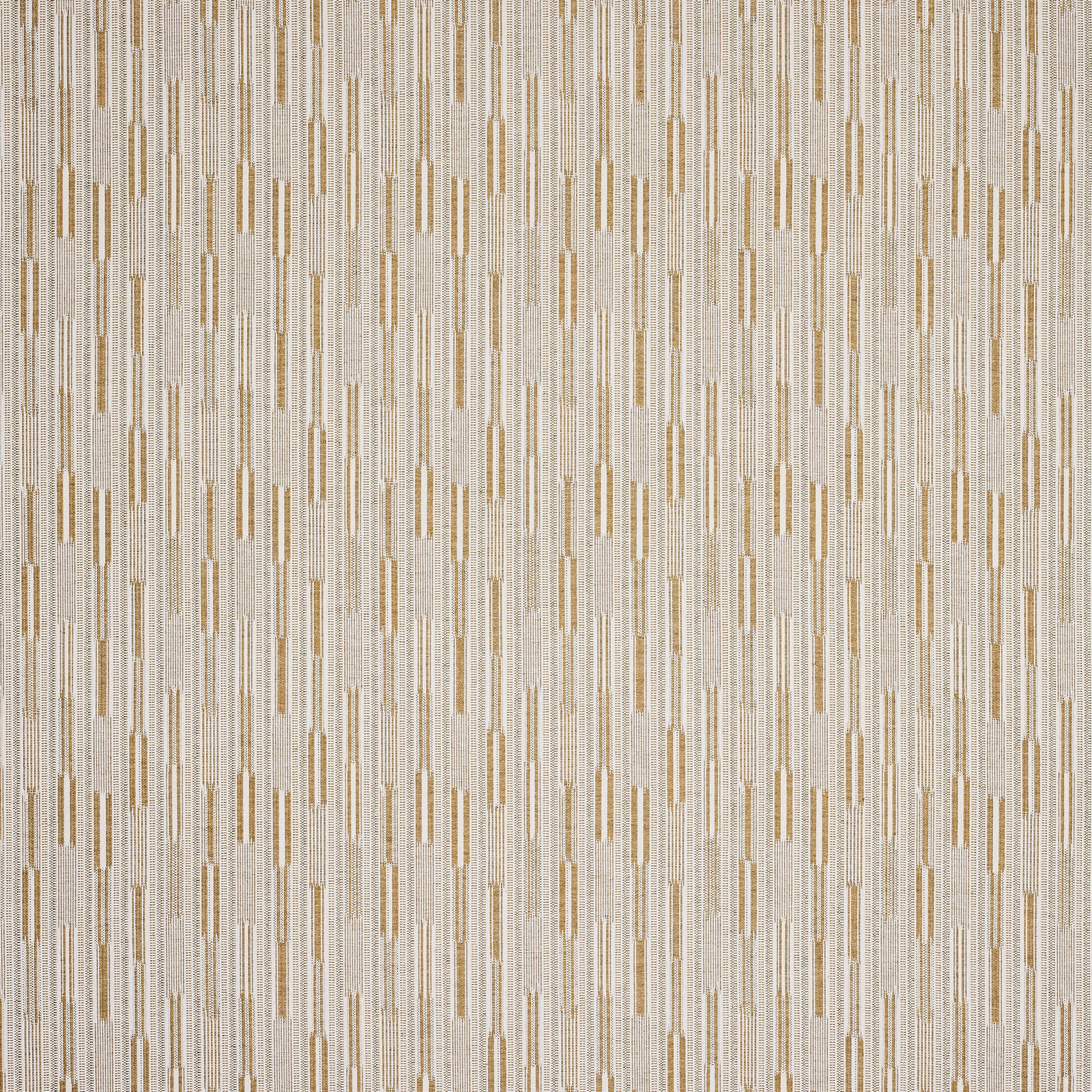 Creamy sand stripe fabric with short golden vertical bars and fine woven texture