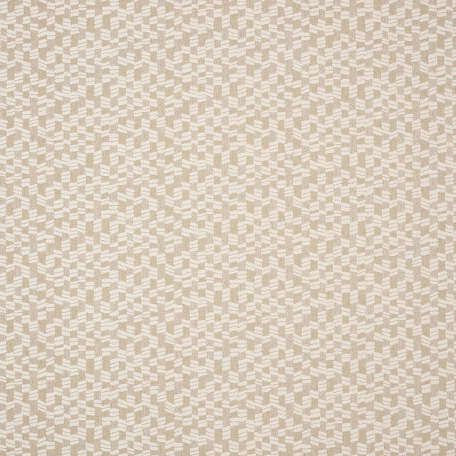 Beige woven geometric fabric swatch with warm clay tone and small textured motif