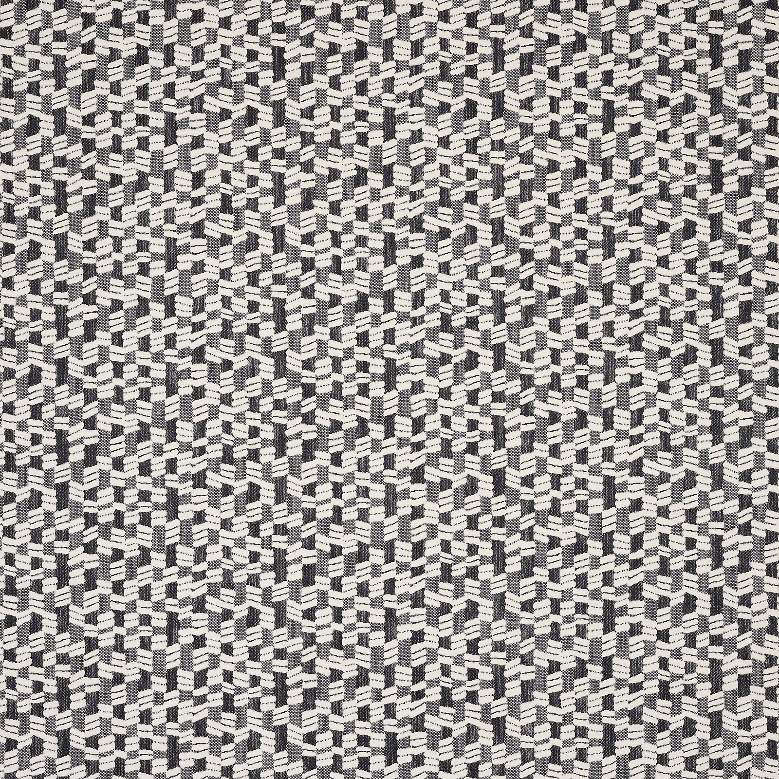 Close-up of a charcoal, ivory and grey small-scale woven fabric swatch