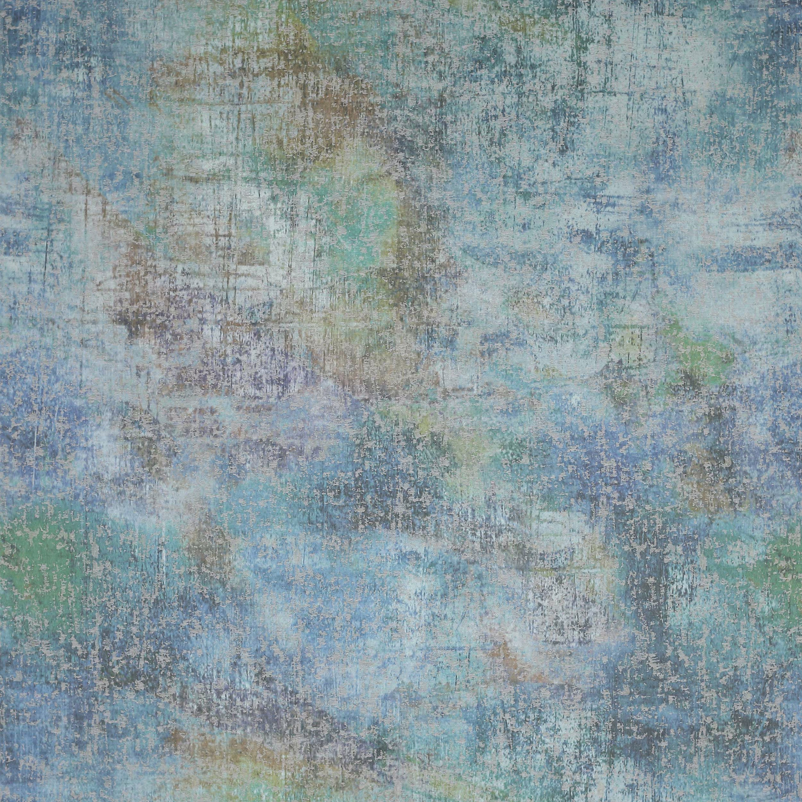 Abstract blue and aqua fabric swatch with weathered, painterly texture