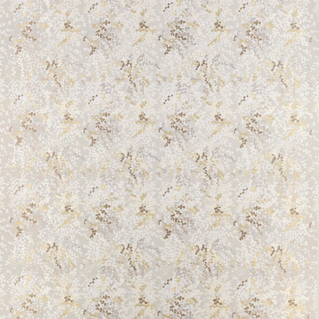 Pale silver-grey damask fabric with small taupe and champagne motifs